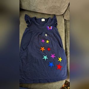 Vikita girls dress with butterfly and embroidered stars. With pockets. Size 4-5